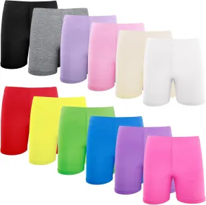 12 Pack Girls Dance Shorts, Toddler Biker Shorts Cartwheel Under Dress Pastel Kids Biking Clothes