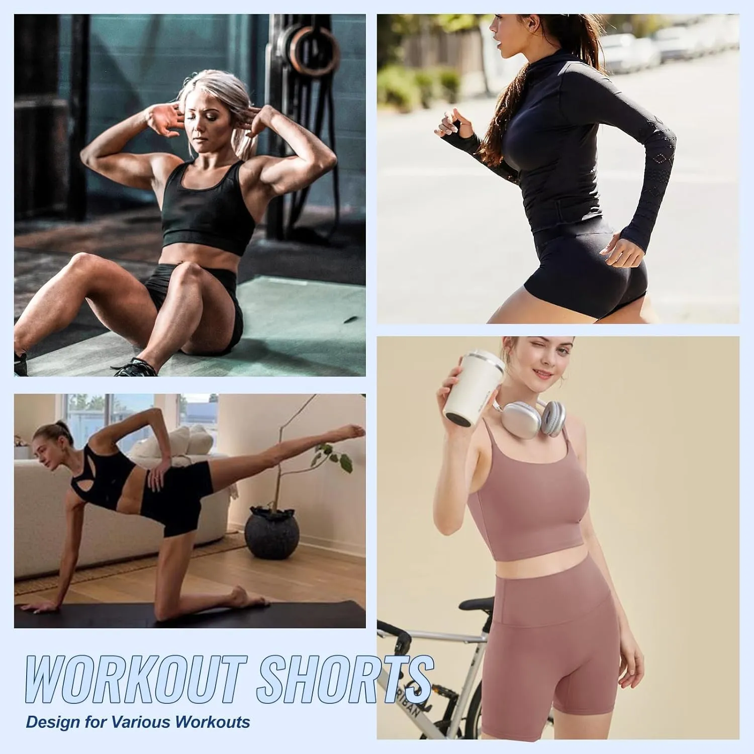 3 Pack High Waisted Biker Shorts for Women  3"/ 5"/ 8" Black Workout Yoga Compression Novelty Shorts for Running