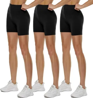 3 Pack High Waisted Biker Shorts for Women  3"/ 5"/ 8" Black Workout Yoga Compression Novelty Shorts for Running