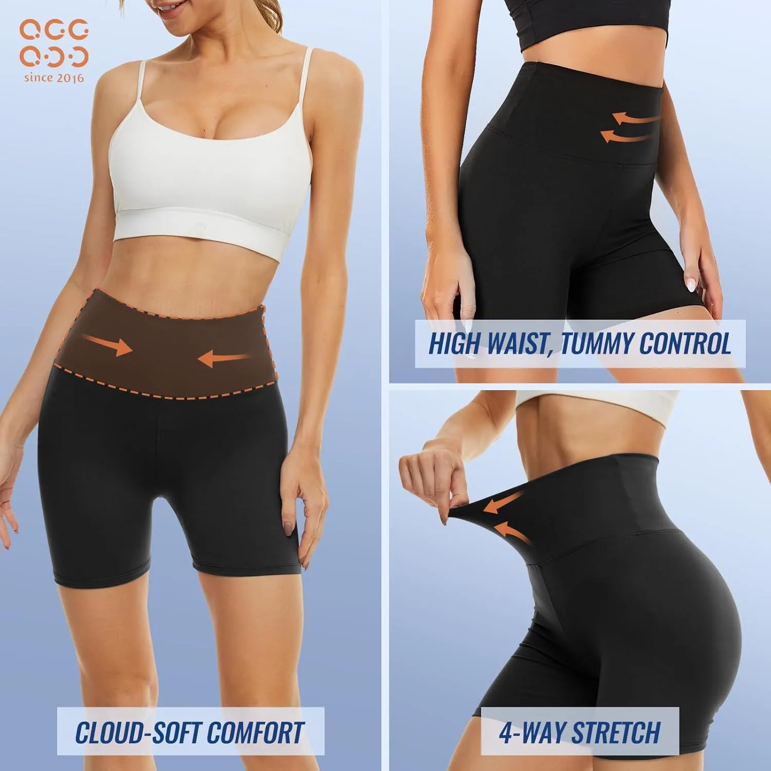 3 Pack High Waisted Biker Shorts for Women  3"/ 5"/ 8" Black Workout Yoga Compression Novelty Shorts for Running
