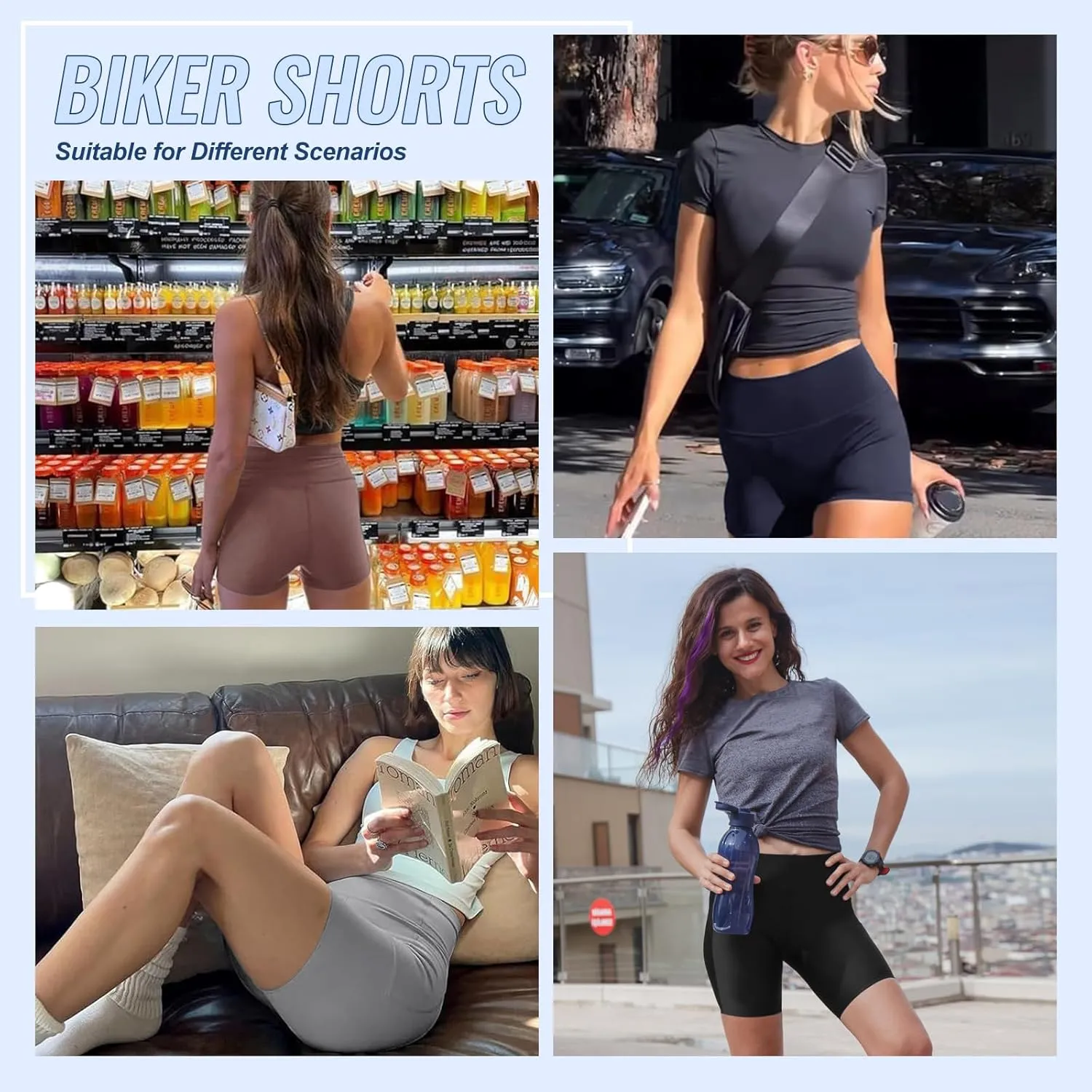 3 Pack High Waisted Biker Shorts for Women  3"/ 5"/ 8" Black Workout Yoga Compression Novelty Shorts for Running