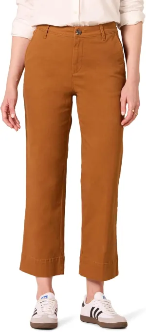 Amazon Essentials Women's High-Rise Slim-Fit Ankle-Length Wide-Leg Khaki Pant
