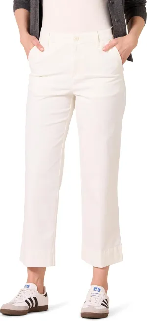 Amazon Essentials Women's High-Rise Slim-Fit Ankle-Length Wide-Leg Khaki Pant