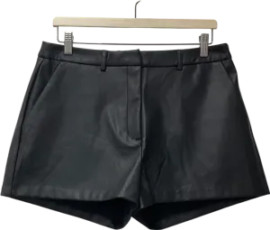 ASOS Tailored Faux Leather Micro Shorts In Black UK 12