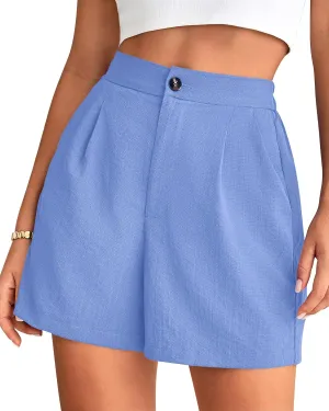 BTFBM Womens Shorts Dressy Casual Summer 2025 High Waisted Tailored Pleated Business Work Trouser Shorts with Pockets