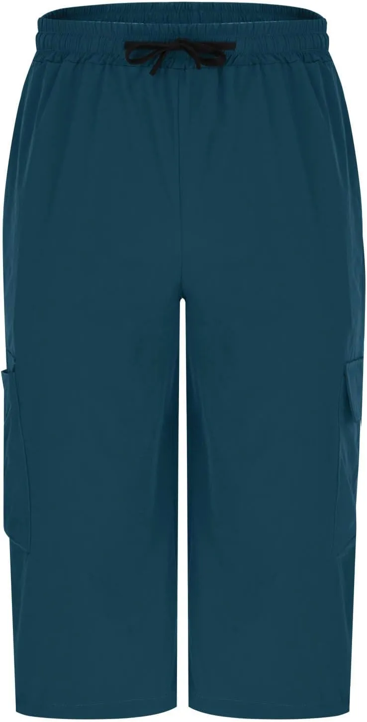 Cargo Shorts for Men Tie Knot Multi-Pockets Straight Leg Casual Shorts Outdoor Hiking Workout Jogging Pants for Summer