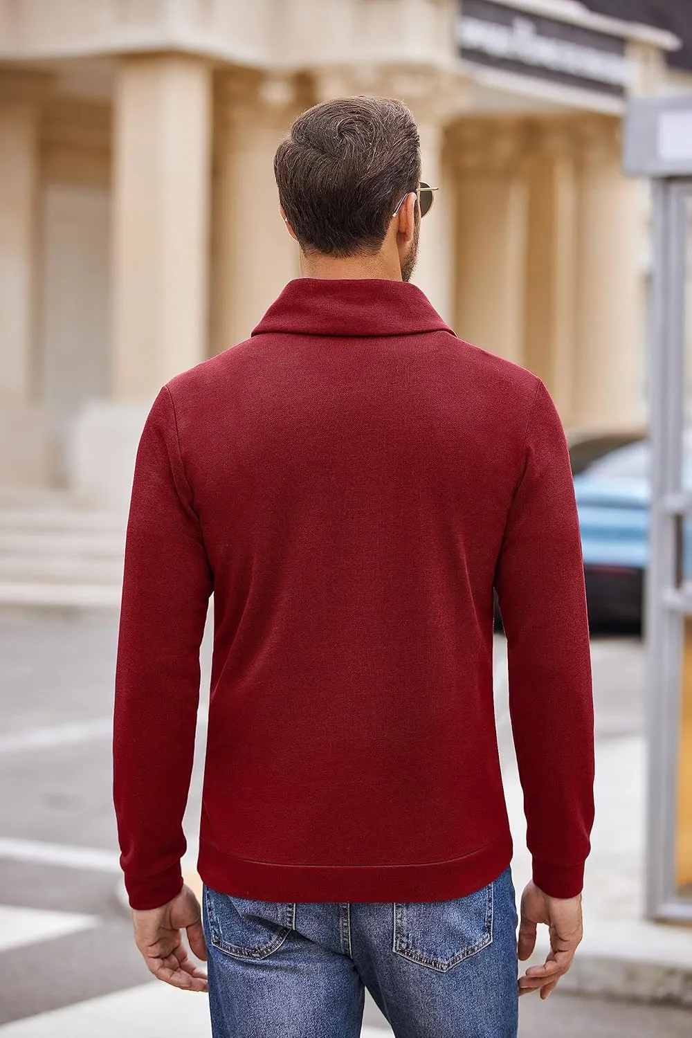 COOFANDY Men's Fashion Shawl Collar Pullover Casual Long Sleeve Knitted Sweater Sweatshirts