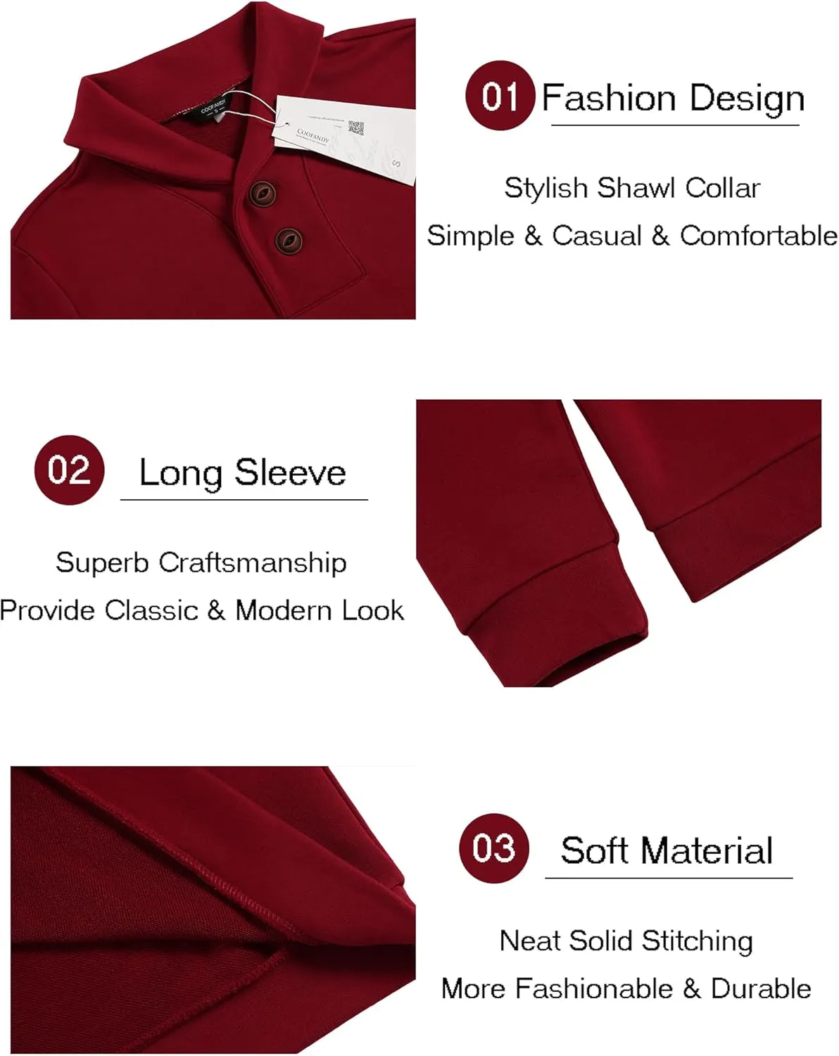 COOFANDY Men's Fashion Shawl Collar Pullover Casual Long Sleeve Knitted Sweater Sweatshirts