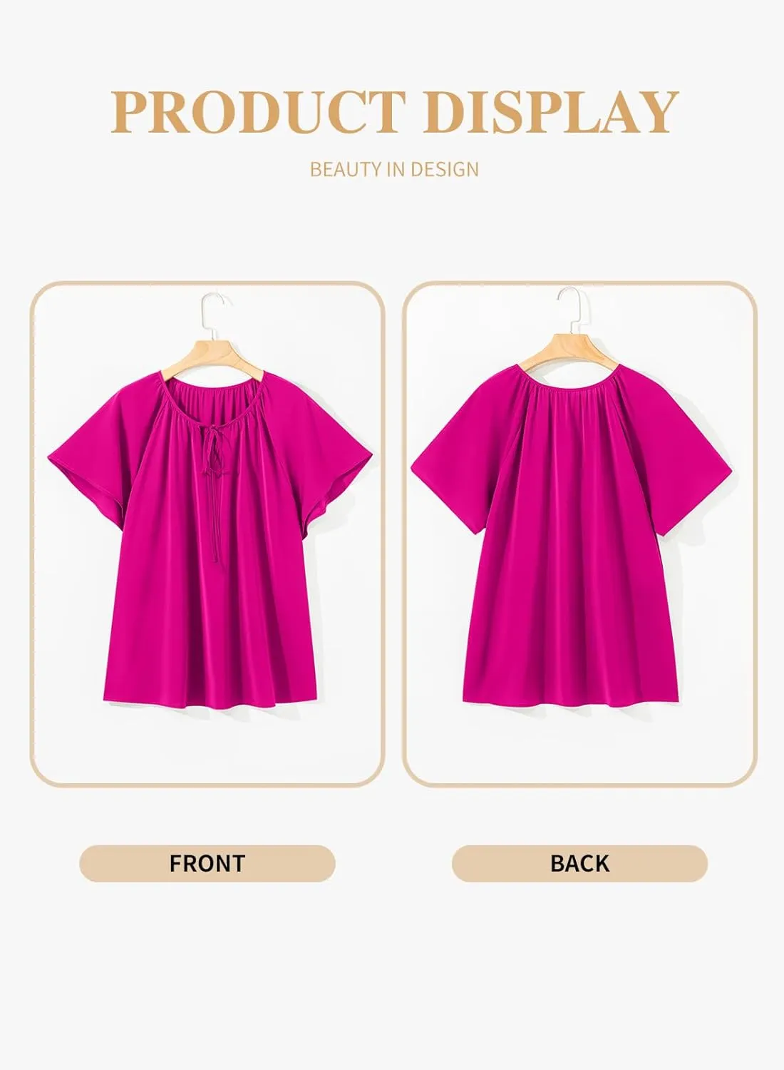 Eytino Women Plus Size Tops Boho Printed V Neck Short Sleeve Drawstring Casual Chiffon Shirts Blouse(1X-5X)