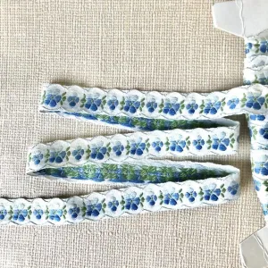 Floral Scallop Embroidered Cotton Ribbon - Vintage - Multiple Colorways
