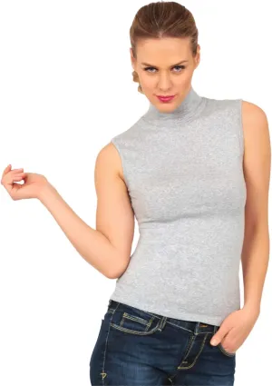 free spirit Basic Cotton Premium Quality Cotton Women's Turtleneck Sleeveless Top. Proudly Made in Italy.