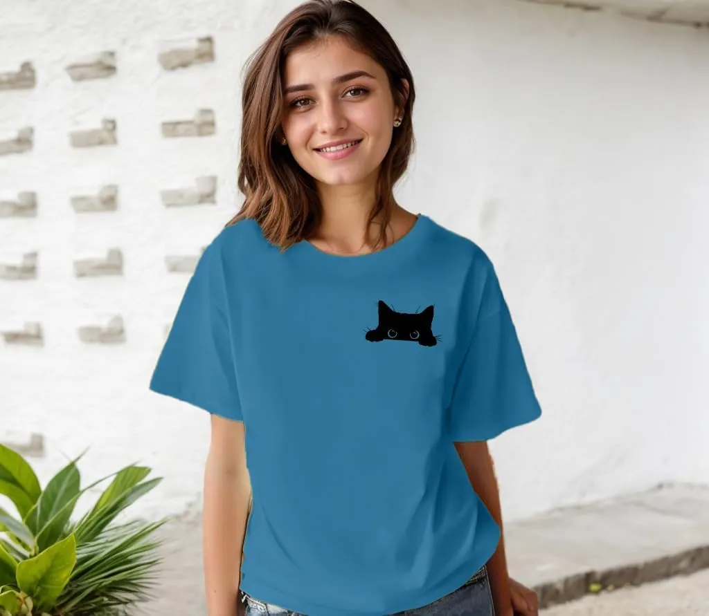 Funny Women's Cat Mom Gift Shirt - Cute Black Cat Graphic Tee