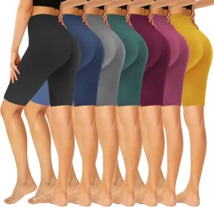 GROTEEN 7 Pack High Waisted 5''/8'' Biker Shorts for Women - Buttery Soft Black Workout Yoga Running Spandex Yoga Shorts