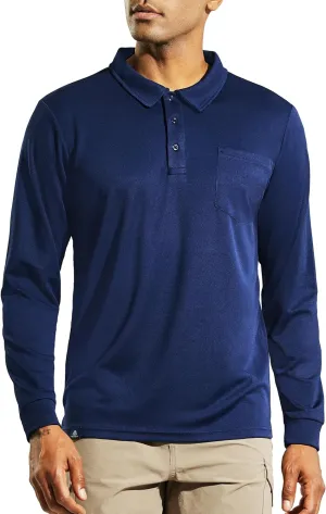 Haimont Men's Polo Shirts Golf Long Sleeve Lightweight Polyester Collared Tshirt Moisture Wicking Regular Fit