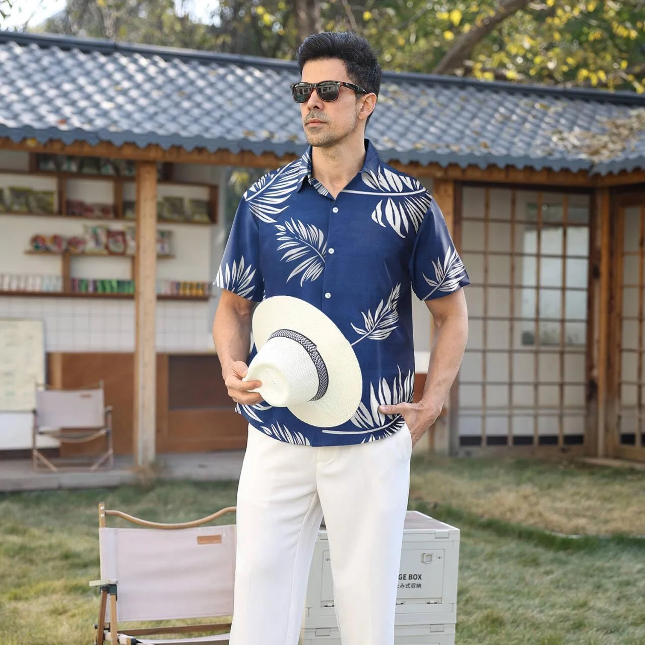 Hawaiian Shirt for Men Sleeves Printed Casual Button Down Summer Beach Dress Shirts