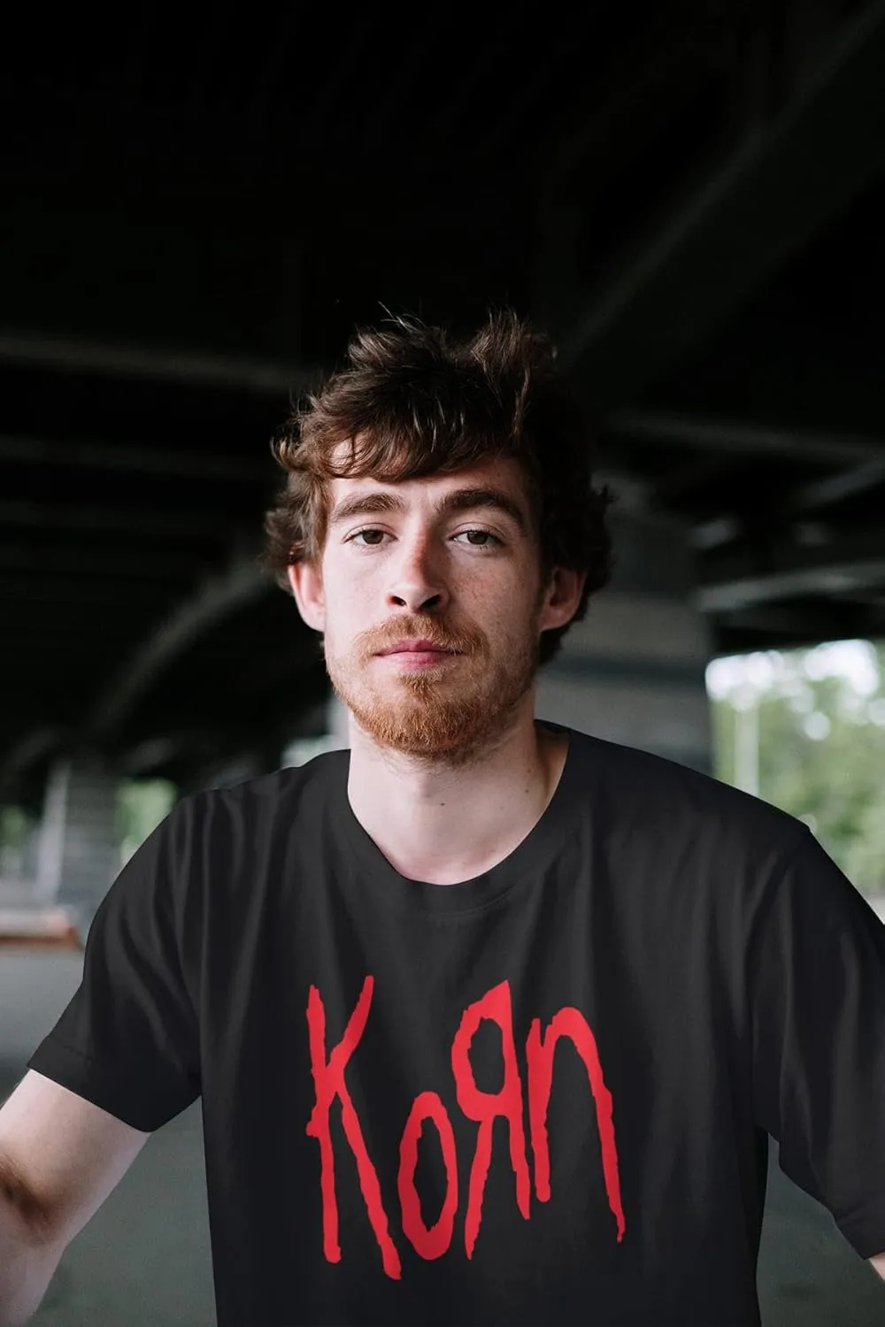 Korn Red Logo Adult Black Short Sleeve T Shirt Vintage Style 90s Nu Metal Graphic Tees