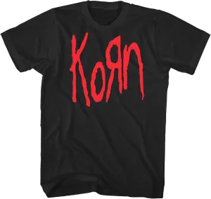 Korn Red Logo Adult Black Short Sleeve T Shirt Vintage Style 90s Nu Metal Graphic Tees