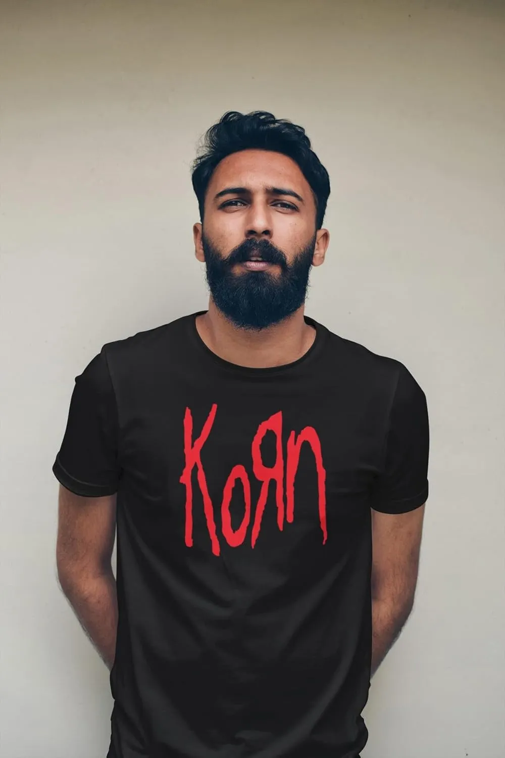 Korn Red Logo Adult Black Short Sleeve T Shirt Vintage Style 90s Nu Metal Graphic Tees