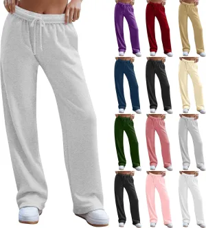 Lightweight Wide Leg Sweatpants Women 2025 Trendy Interior Drawstring High Waist Sweat Pants Baggy Lounge Jogger Pants