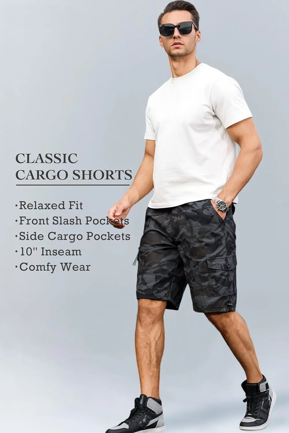 Men's Cargo Shorts with Multi-Pockets | Elastic Waist Cotton Relaxed Fit | 2025 Summer Casual