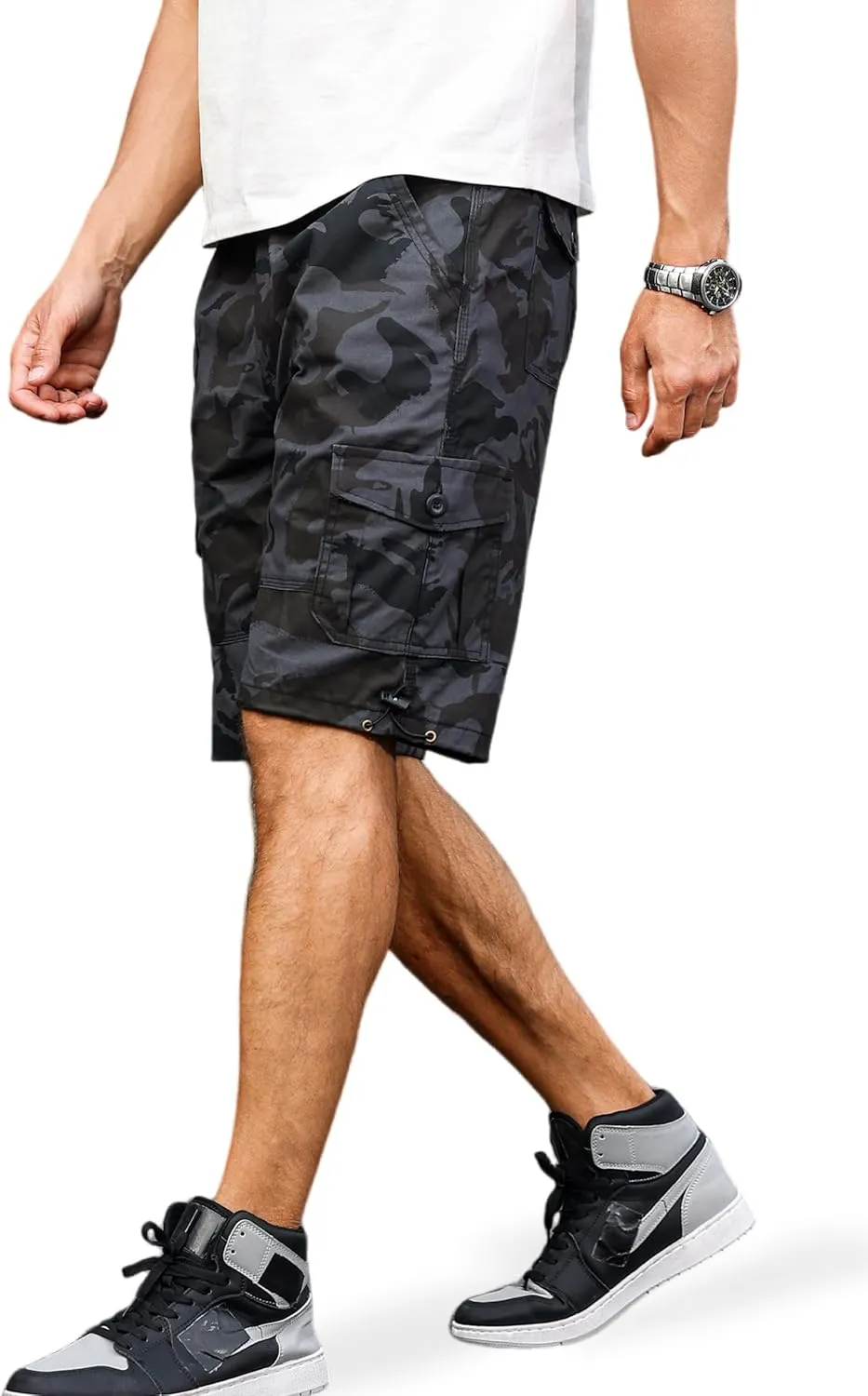 Men's Cargo Shorts with Multi-Pockets | Elastic Waist Cotton Relaxed Fit | 2025 Summer Casual