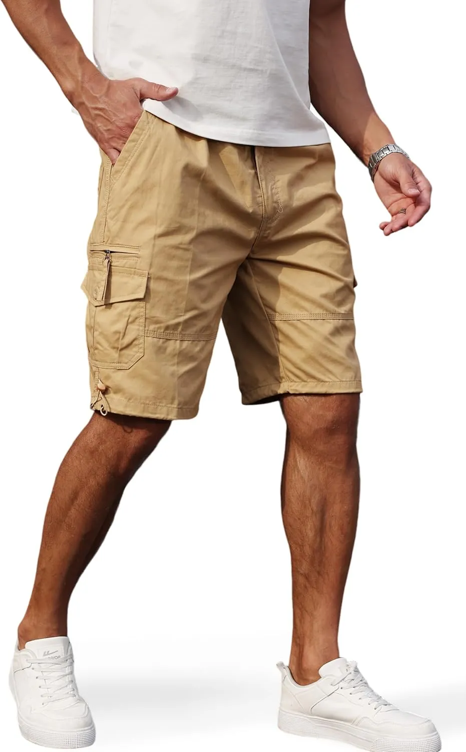 Men's Cargo Shorts with Multi-Pockets | Elastic Waist Cotton Relaxed Fit | 2025 Summer Casual
