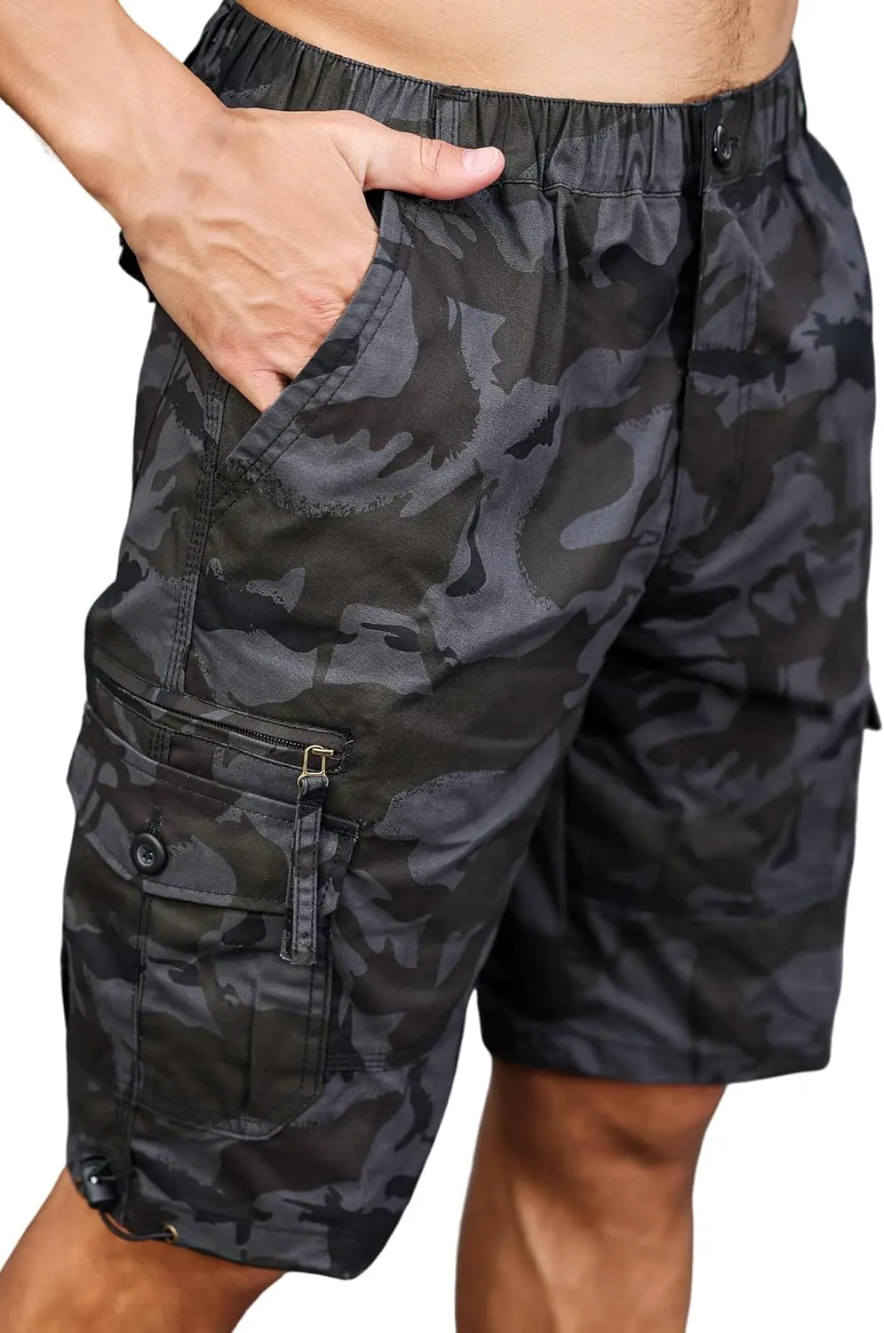 Men's Cargo Shorts with Multi-Pockets | Elastic Waist Cotton Relaxed Fit | 2025 Summer Casual
