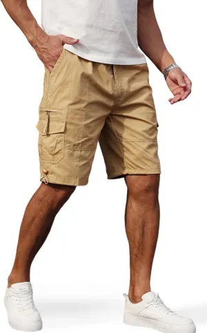 Men's Cargo Shorts with Multi-Pockets | Elastic Waist Cotton Relaxed Fit | 2025 Summer Casual