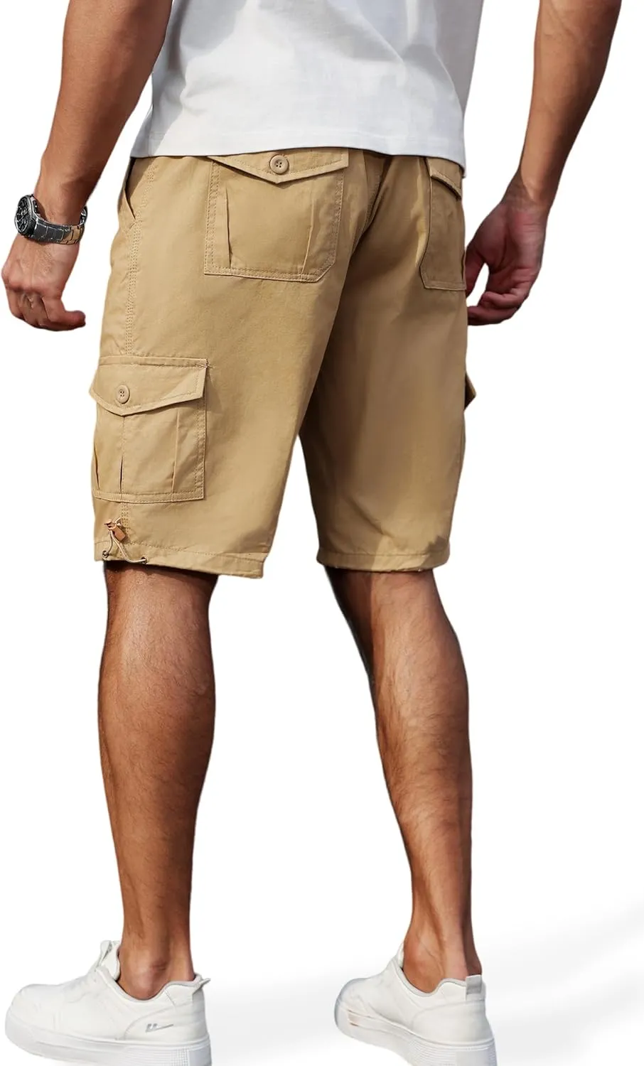 Men's Cargo Shorts with Multi-Pockets | Elastic Waist Cotton Relaxed Fit | 2025 Summer Casual