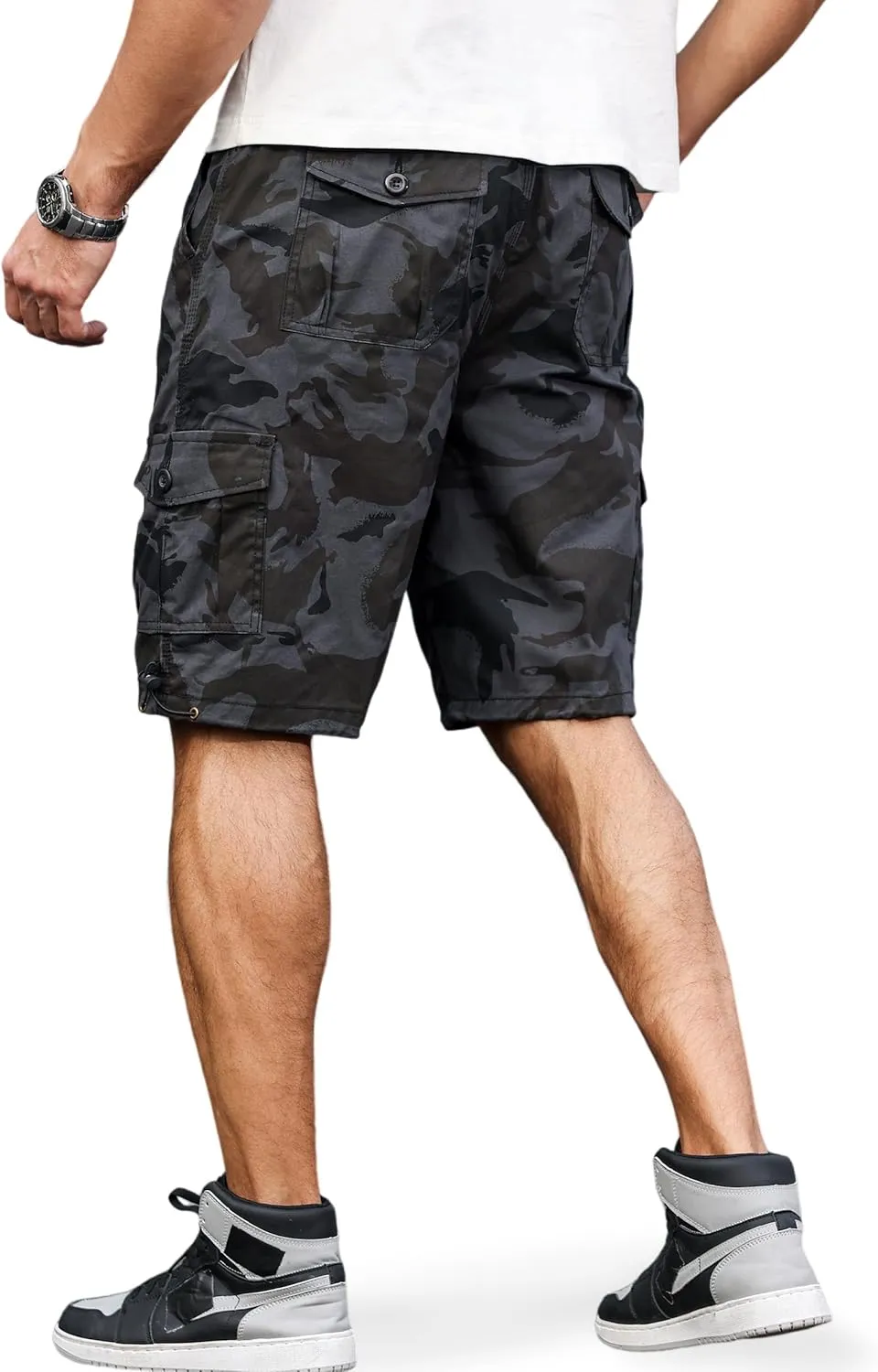 Men's Cargo Shorts with Multi-Pockets | Elastic Waist Cotton Relaxed Fit | 2025 Summer Casual