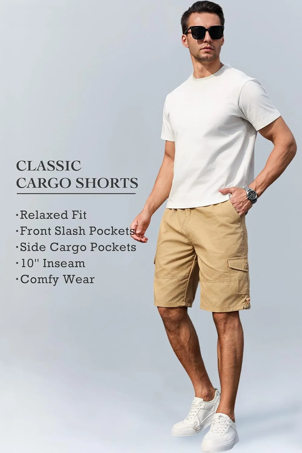 Men's Cargo Shorts with Multi-Pockets | Elastic Waist Cotton Relaxed Fit | 2025 Summer Casual