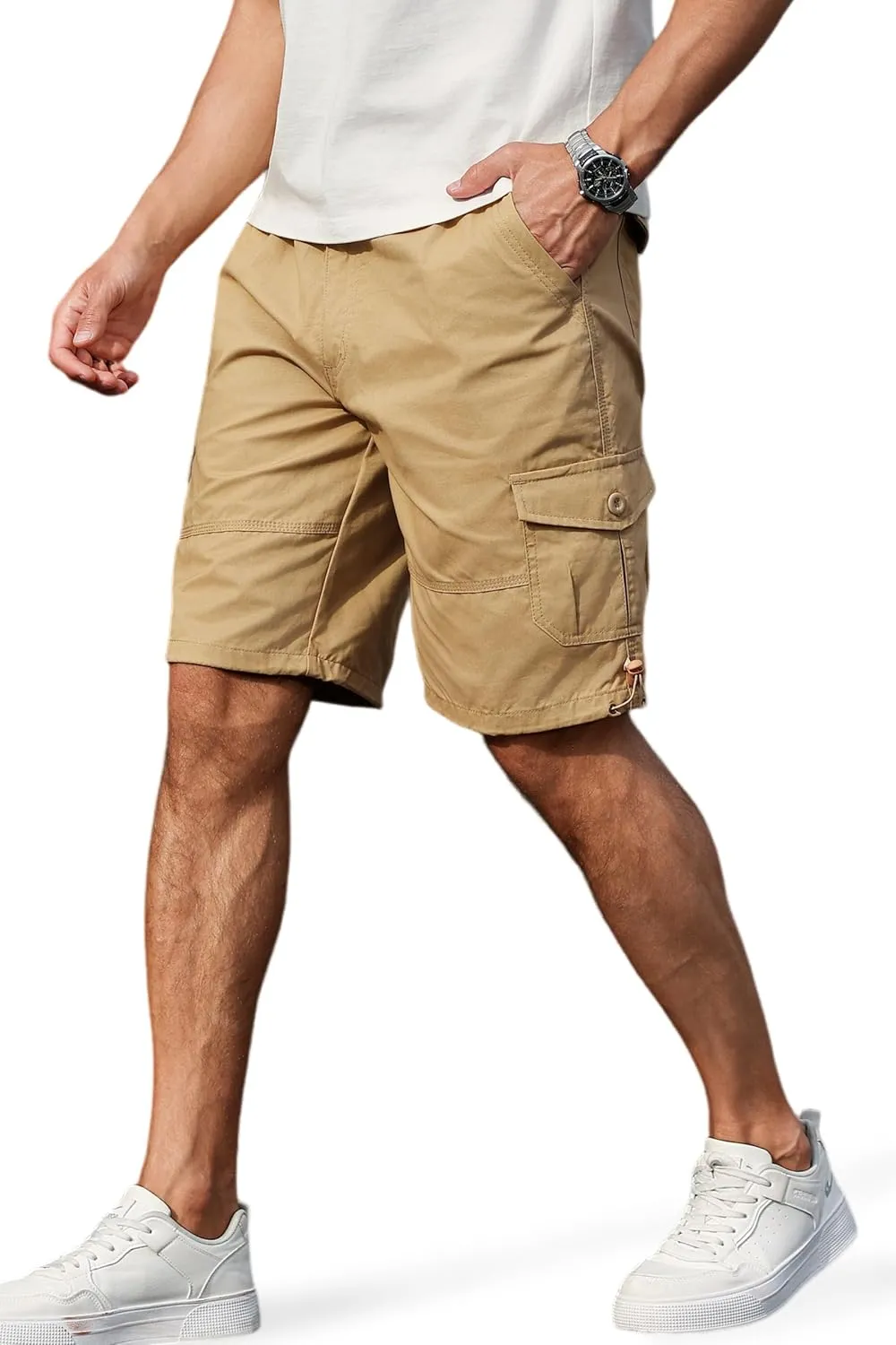 Men's Cargo Shorts with Multi-Pockets | Elastic Waist Cotton Relaxed Fit | 2025 Summer Casual