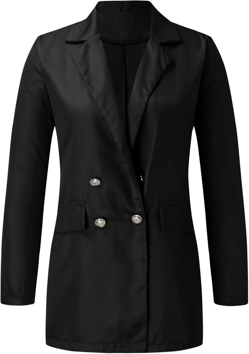 Miyaomn Womens Solid Color Casual Office Blazer Suit Jacket Slim Fit Double Breasted Notched Shawl Collar Sports Coat Outwear