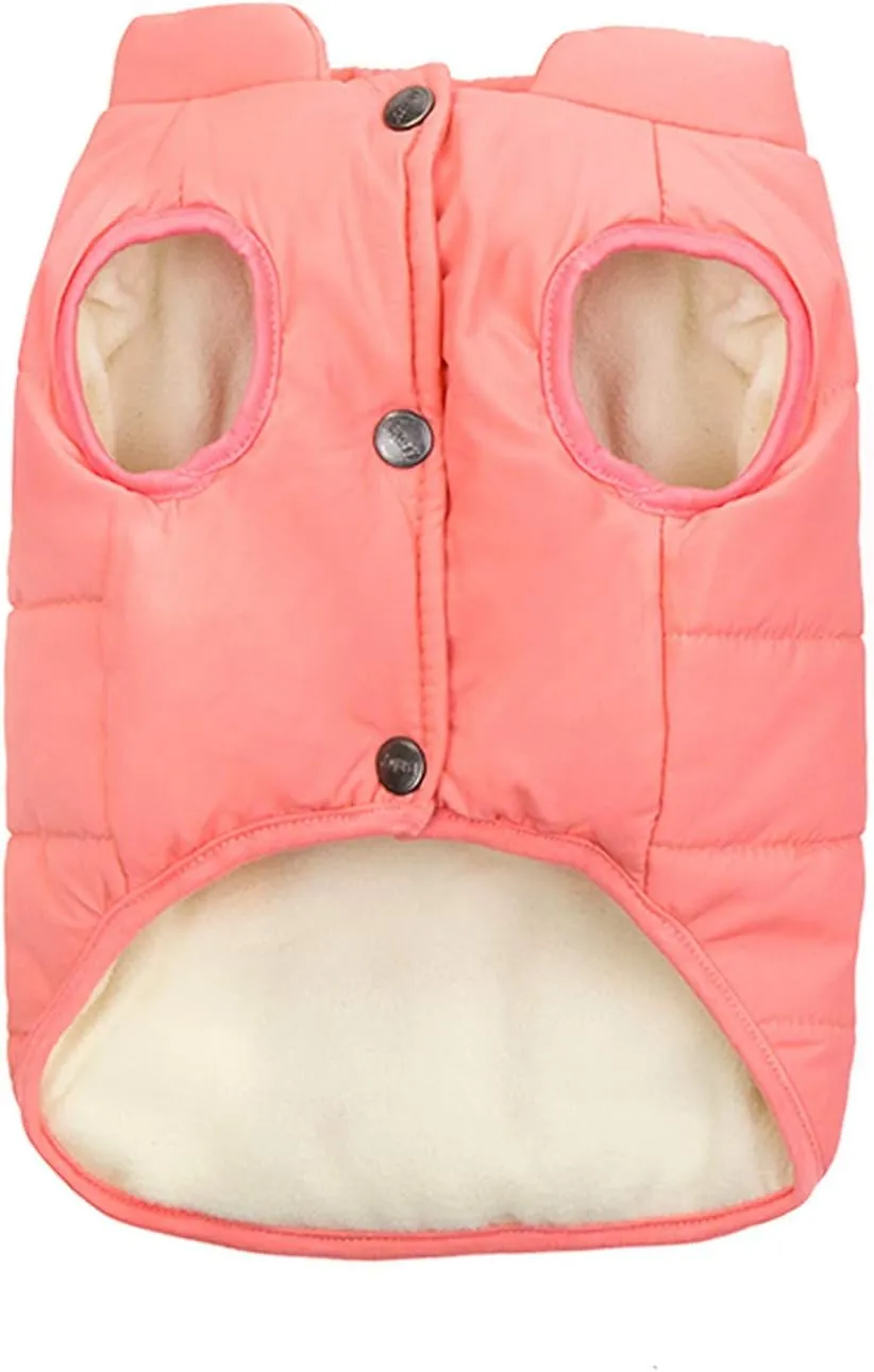 SMALLLEE_LUCKY_STORE Pet Fleece Lined Bomber Vest Jacket Down Coat for Bulldog Fat Dogs Winter Warm French Bulldog Clothes,Watermelon Red Size S