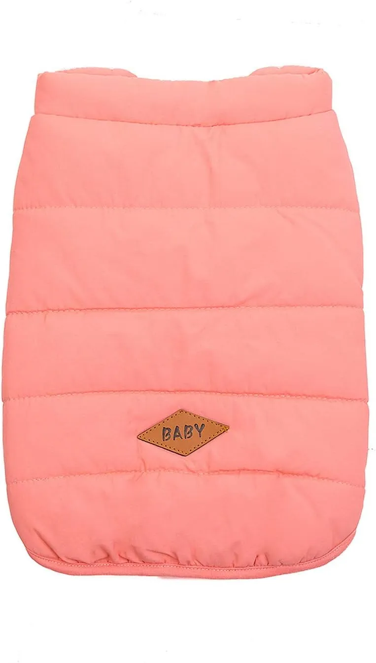 SMALLLEE_LUCKY_STORE Pet Fleece Lined Bomber Vest Jacket Down Coat for Bulldog Fat Dogs Winter Warm French Bulldog Clothes,Watermelon Red Size S