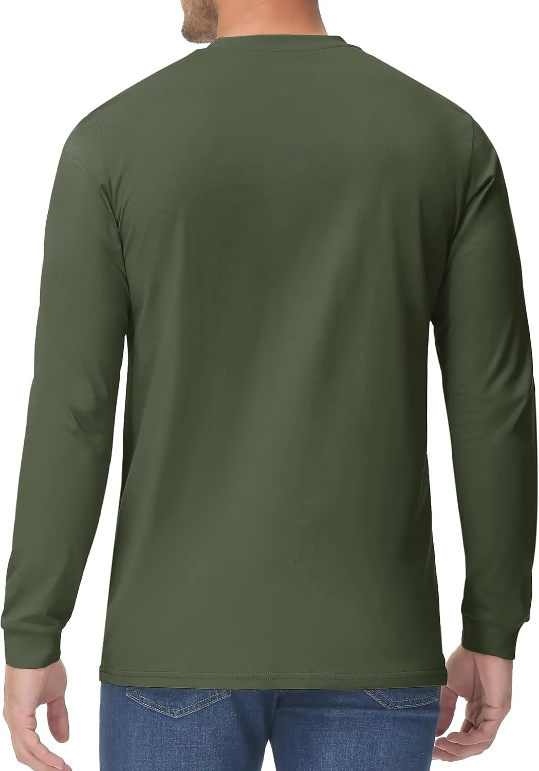 TACVASEN Men's Cotton Henley Shirts Long Slevee 3-Button with Pocket Moisture Wicking Casual Shirts
