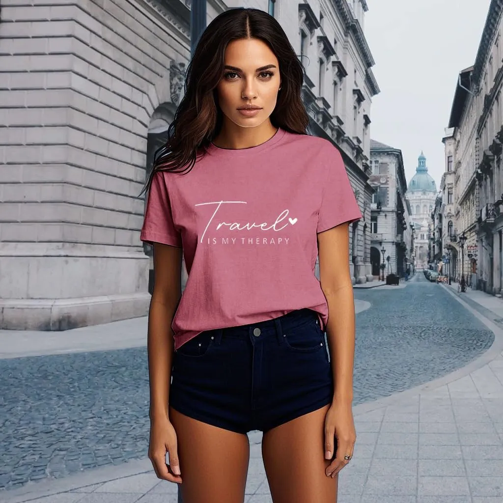 Travel Shirts for Women Travelers Trip Shirts Traveling is My Therapy Tees
