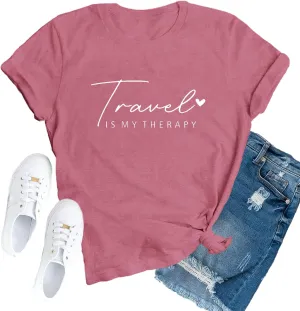Travel Shirts for Women Travelers Trip Shirts Traveling is My Therapy Tees Travel Shirts for Women Travelers Trip Shirts Traveling is My Therapy Tees