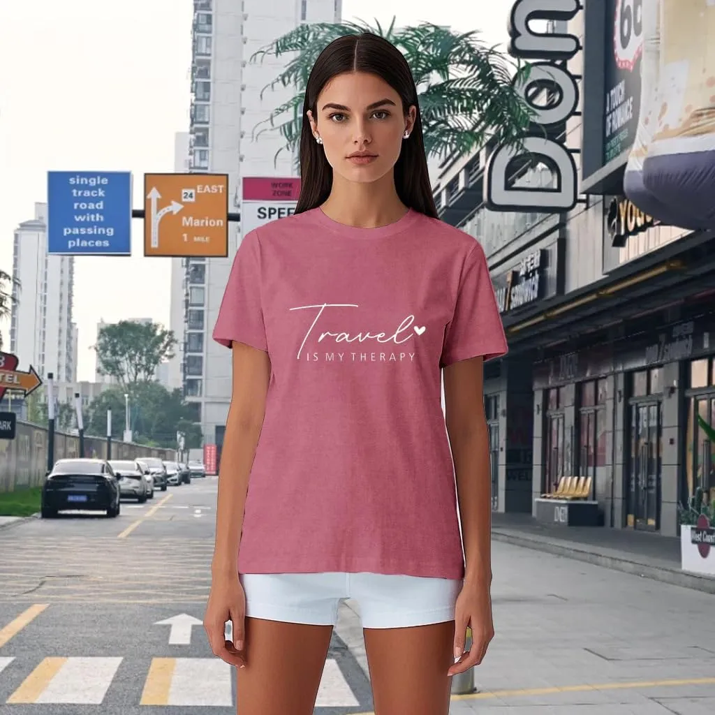 Travel Shirts for Women Travelers Trip Shirts Traveling is My Therapy Tees
