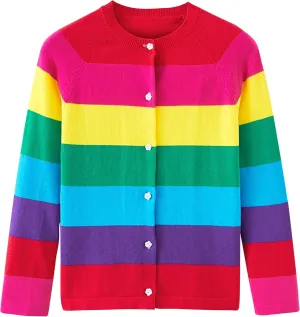 UMELOK Girls' Cardigans Sweater Cotton Button Solid Long Sleeve Knit Sweaters