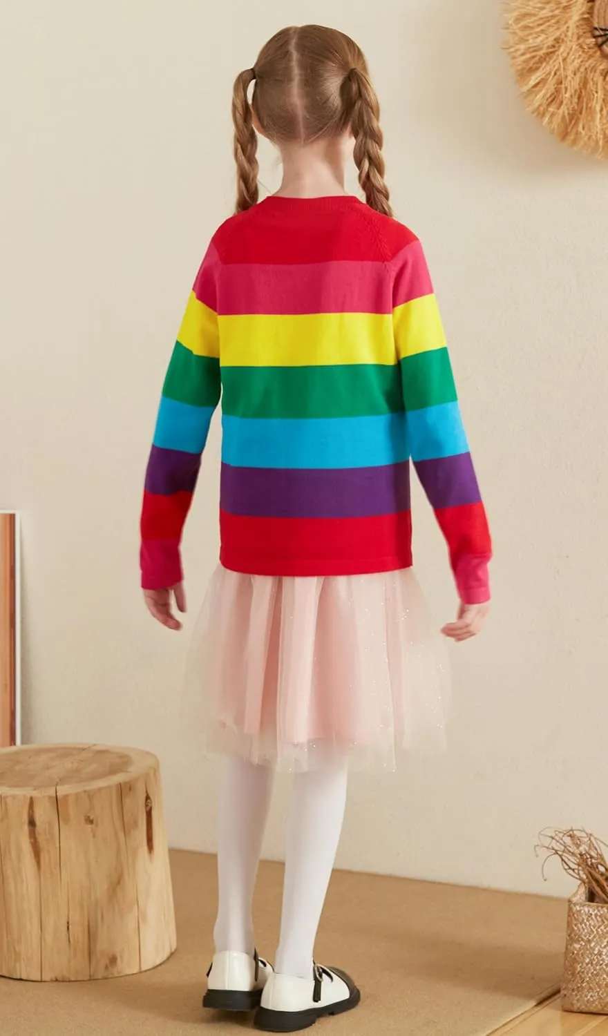 UMELOK Girls' Cardigans Sweater Cotton Button Solid Long Sleeve Knit Sweaters