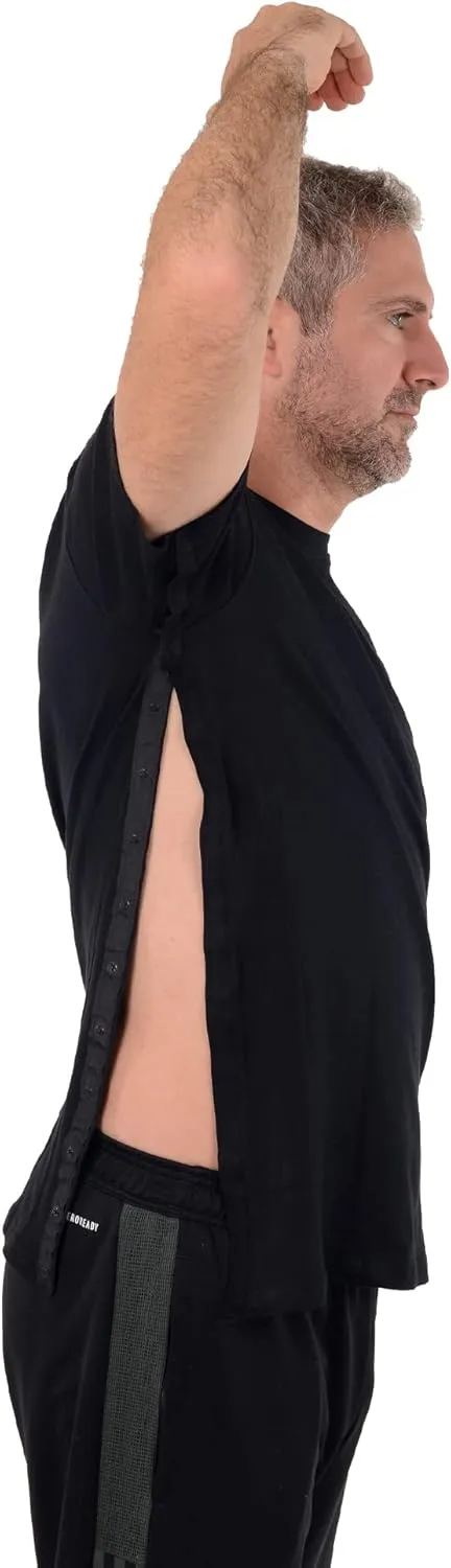 USBD Post Surgery Shoulder Recovery Shirt Tearaway Snap Open Design Tshirt for Easy Chemo Port Access Tee
