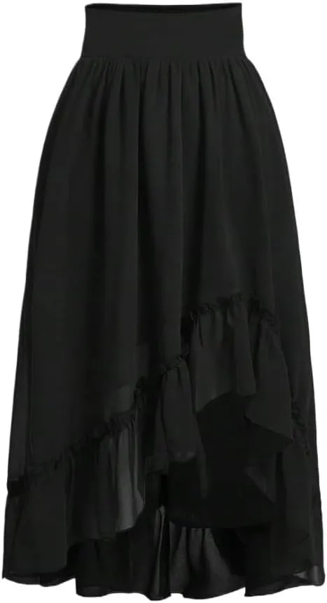 Women's Asymmetrical Hem High Waist Skirt 2025 Fashion Long Skirts