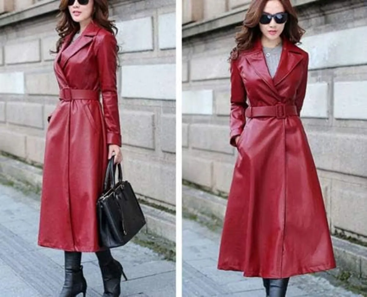 Women's Lambskin Leather Trench Jacket Over Coat (KC-WLC-01)