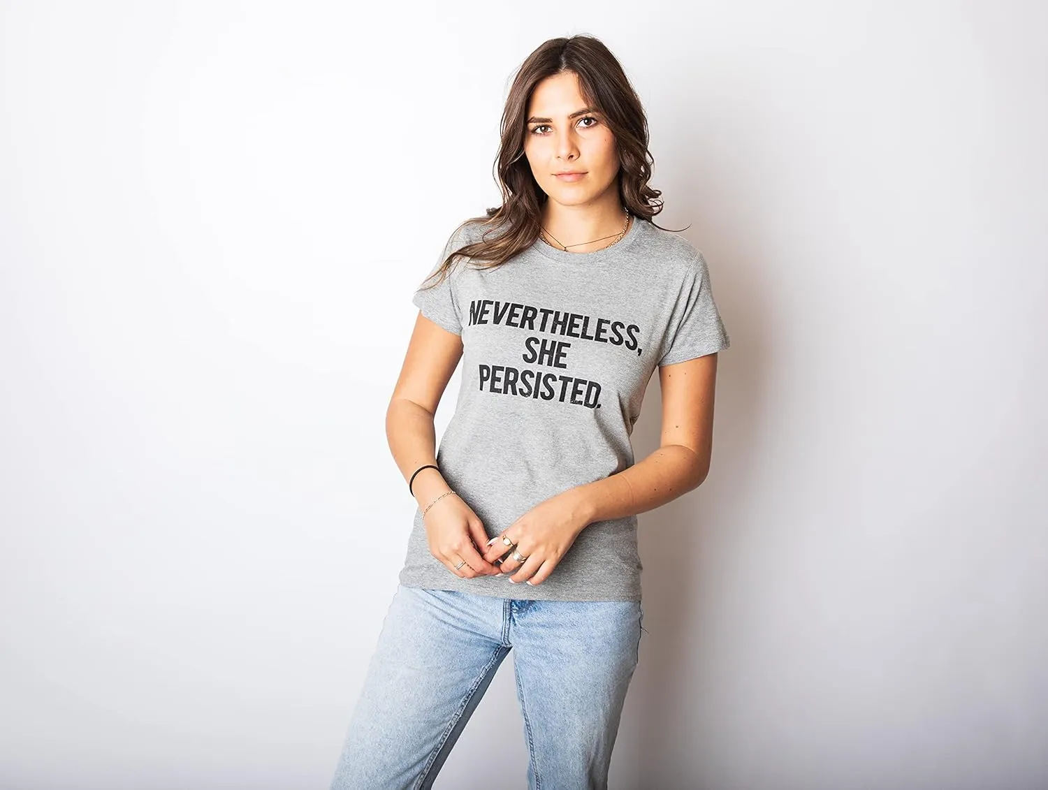 Womens Nevertheless She Persisted Funny Political Adult Sarcastic Humor T Shirt