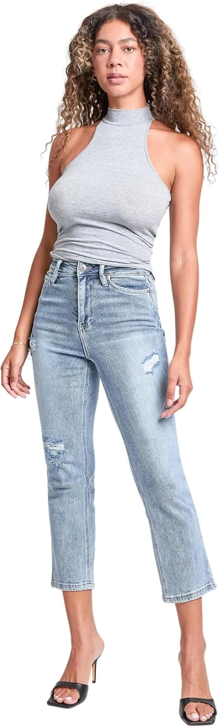 YMI Women's Luxe High Rise Vintage Stretch Straight Leg Jeans, P027160